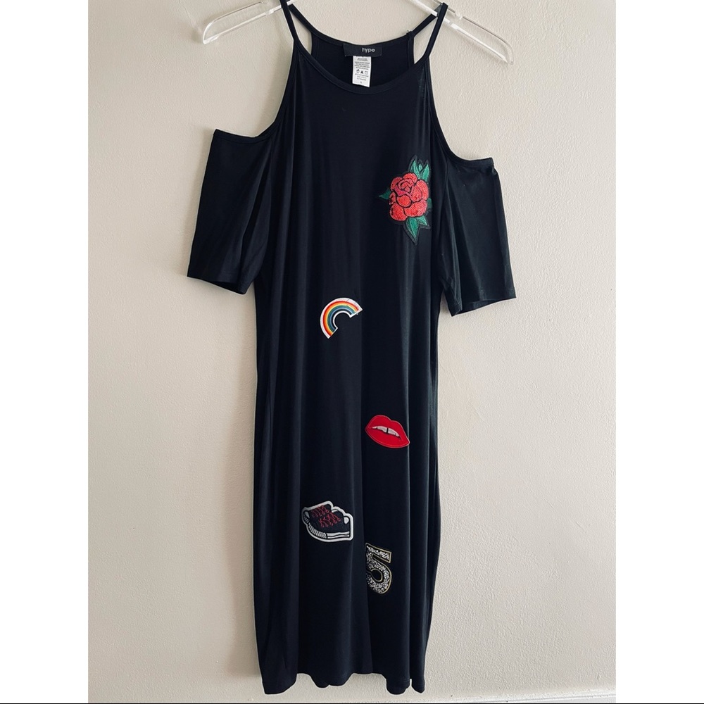 HYPE COLD SHOULDER FUN BLACK DRESS